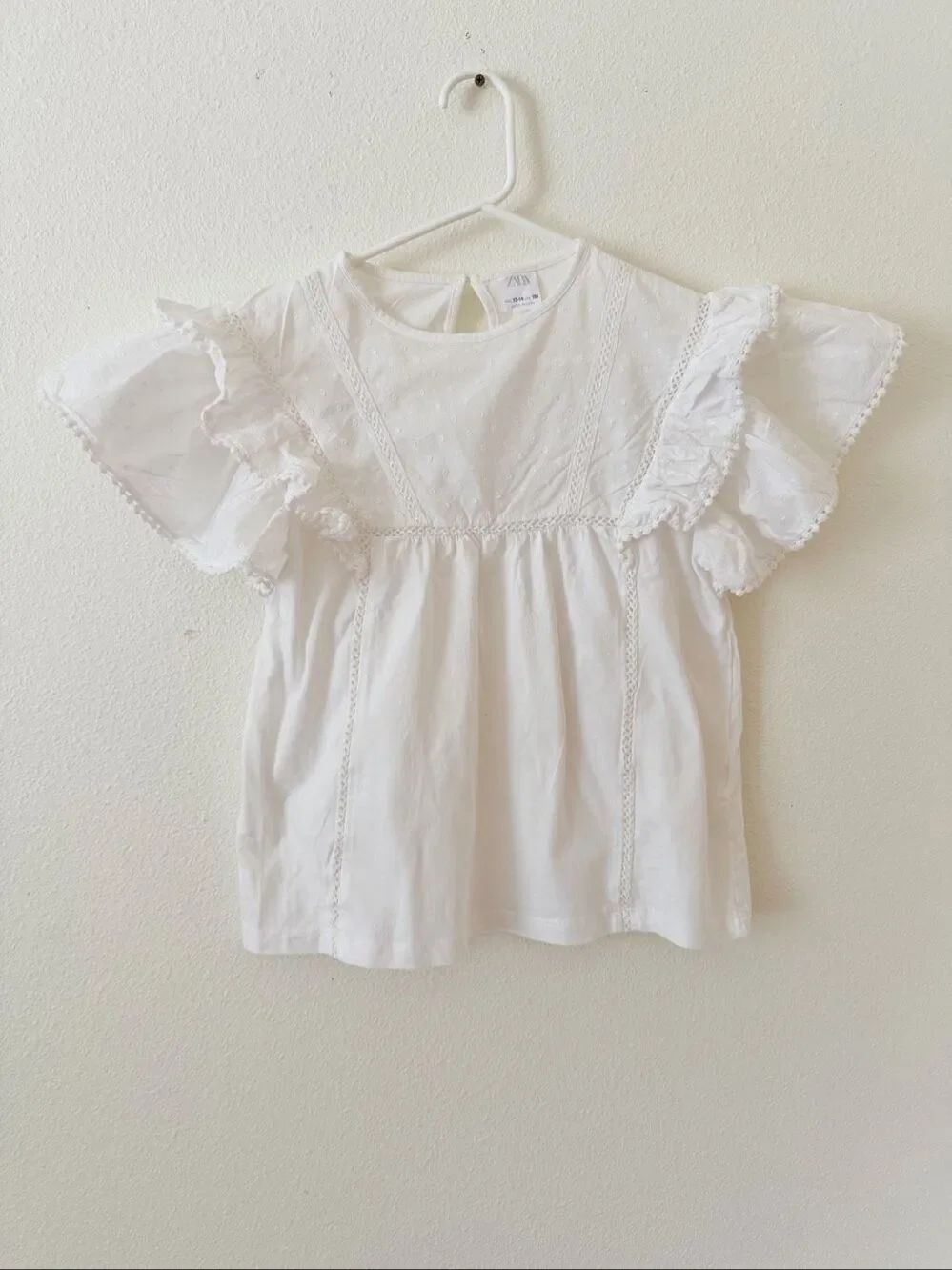 Zara embroidered ruffle Girl’s Blouse size 13-14